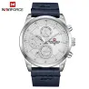 RelojesNAVIFORCE - reloj de cuarzo de moda - correa de cuero - resistente al agua - blanco