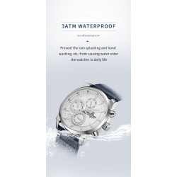 RelojesNAVIFORCE - reloj de cuarzo de moda - correa de cuero - resistente al agua - oro / blanco