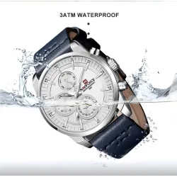 NAVIFORCE - montre à quartz tendance - bracelet cuir - étanche - or rose / noir