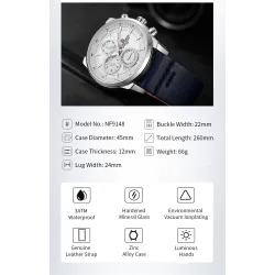 NAVIFORCE - montre à quartz tendance - bracelet cuir - étanche - or rose / noir