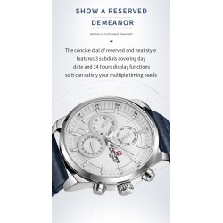 NAVIFORCE - modny zegarek kwarcowy - skórzany pasek - wodoodporny - różowe złoto / czarnyZegarki