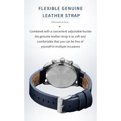 NAVIFORCE - montre à quartz tendance - bracelet cuir - étanche - or rose / noir