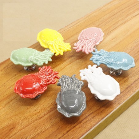 Keramiska möbelhandtag - knoppar - bläckfiskformade