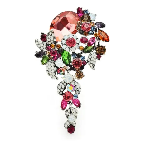 Elegant broche med krystalblomster
