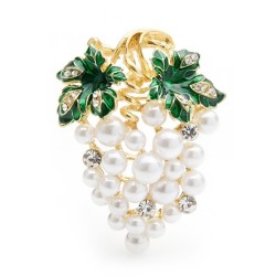 White grapes brooch - with crystals / pearls