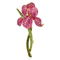 Crystal orchid flower - elegant brooch