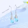 Blue glass water drops - sterling silver earringsEarrings