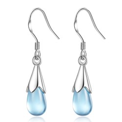 Blauwe glazen waterdruppels - sterling zilveren oorbellenOorbellen