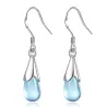 Blue glass water drops - sterling silver earringsEarrings