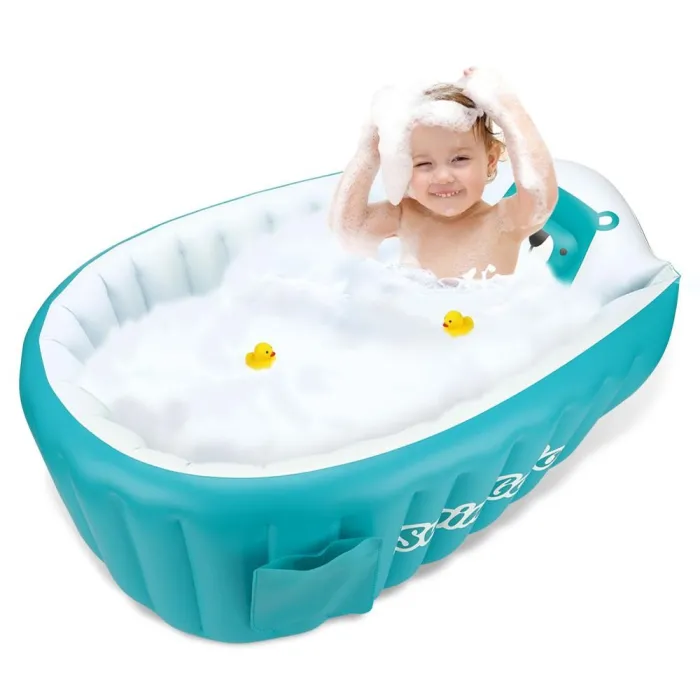 Baignoire bébé gonflable - piscine - portable - pliable - antidérapante - ours de bande dessinée