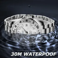 LIGE - Montre à quartz en acier inoxydable - étanche - blanche