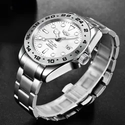 LIGE - Montre à quartz en acier inoxydable - étanche - blanche