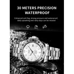 LIGE - Montre à quartz en acier inoxydable - étanche - blanche