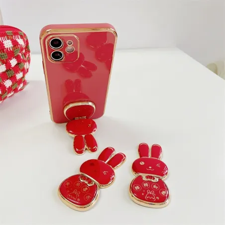 Support téléphone pliable - stand - lapin chinois rouge