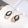 Rose gold long earrings - triple oval circlesEarrings