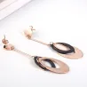 Boucles d'oreilles longues or rose - triple cercles ovales