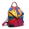 Mochila de couro - com rebites - cores coloridas do arco-íris