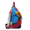 Mochila de couro - com rebites - cores coloridas do arco-íris