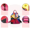 Mochila de couro - com rebites - cores coloridas do arco-íris