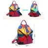 Mochila de couro - com rebites - cores coloridas do arco-íris