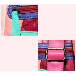 Mochila de couro - com rebites - cores coloridas do arco-íris
