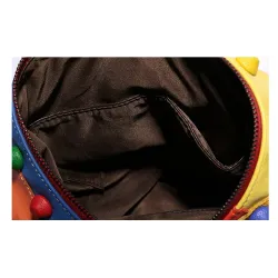 Mochila de couro - com rebites - cores coloridas do arco-íris