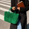 Trendy plys håndtaske - stor kapacitet