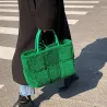 Trendy plys håndtaske - stor kapacitet