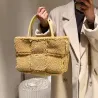 Trendy plys håndtaske - stor kapacitet