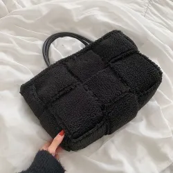 Trendy plys håndtaske - stor kapacitet