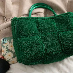 Trendy plys håndtaske - stor kapacitet