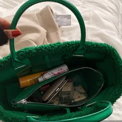 Trendy plys håndtaske - stor kapacitet