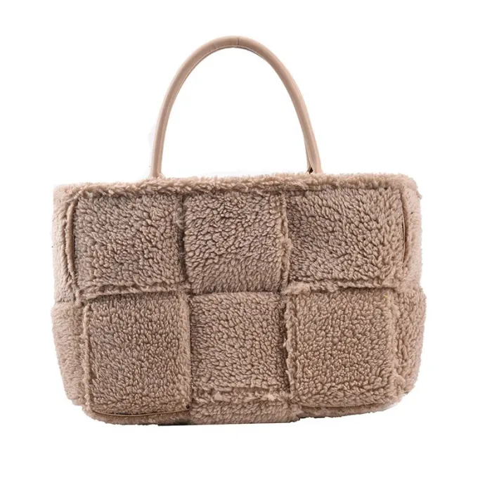 Trendy plys håndtaske - stor kapacitet