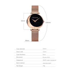 Elegant Quartz ur - rustfrit stål mesh rem - måne / stjerner