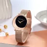 Relógio elegante de quartzo - pulseira de malha de aço inoxidável - lua / estrelas
