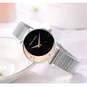 Relógio elegante de quartzo - pulseira de malha de aço inoxidável - lua / estrelas