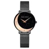 Relógio elegante de quartzo - pulseira de malha de aço inoxidável - lua / estrelas