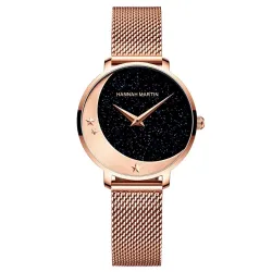 Elegant Quartz ur - rustfrit stål mesh rem - måne / stjerner