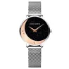 Relógio elegante de quartzo - pulseira de malha de aço inoxidável - lua / estrelas