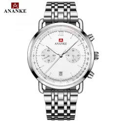 ANANKE - klassisk Quartz-klokke - vanntett - rustfritt stål