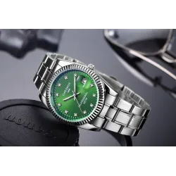 CHRONOS - montre à quartz élégante - avec strass - étanche - acier inoxydable