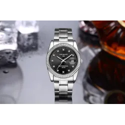 CHRONOS - snygg Quartz klocka - med strass - vattentät - rostfritt stål