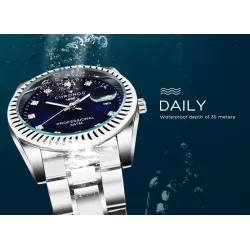 CHRONOS - montre à quartz élégante - avec strass - étanche - acier inoxydable