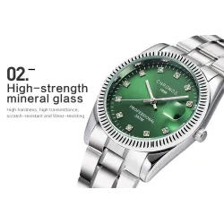 CHRONOS - montre à quartz élégante - avec strass - étanche - acier inoxydable