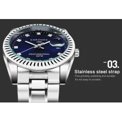 CHRONOS - montre à quartz élégante - avec strass - étanche - acier inoxydable