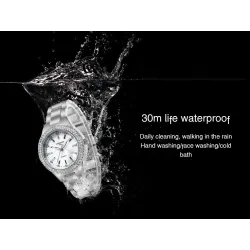 Montre à quartz de luxe - avec strass - étanche - acier inoxydable