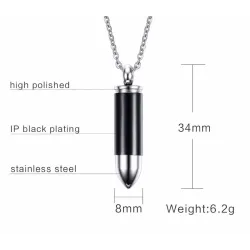 Collier en acier inoxydable avec pendentif balle