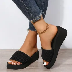 Knitted wedges slippers - sandalsSandals