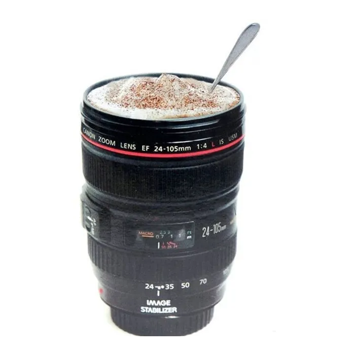 Mug à café en plastique - design lentille d'appareil photo - 420 ml