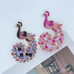 Broche paon en cristal